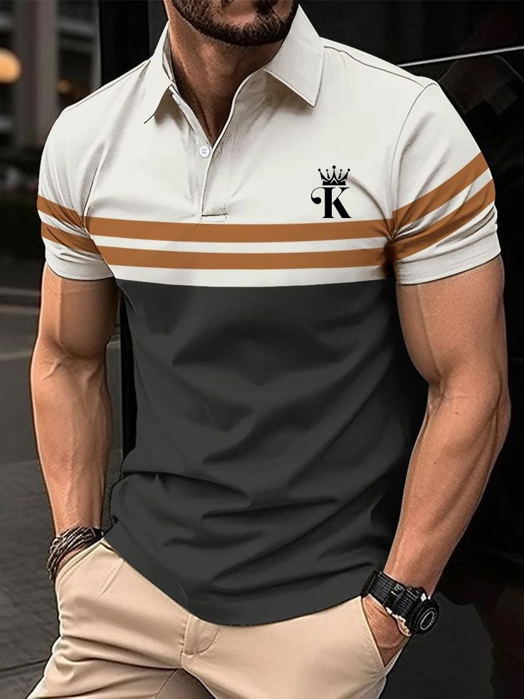 Men's Business Logo Button-Down Short Sleeve Polo Shirt