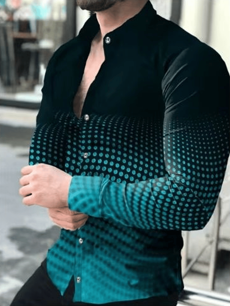Men's Business Casual Striped Long Sleeve Shirt