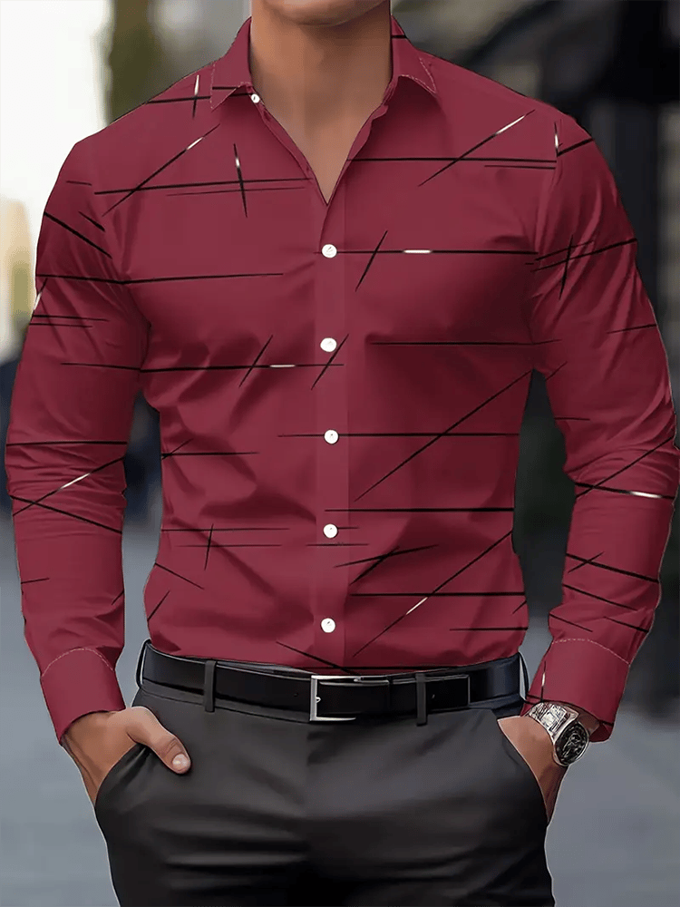 Men's Street Style Business Casual Printed Long Sleeve Shirt