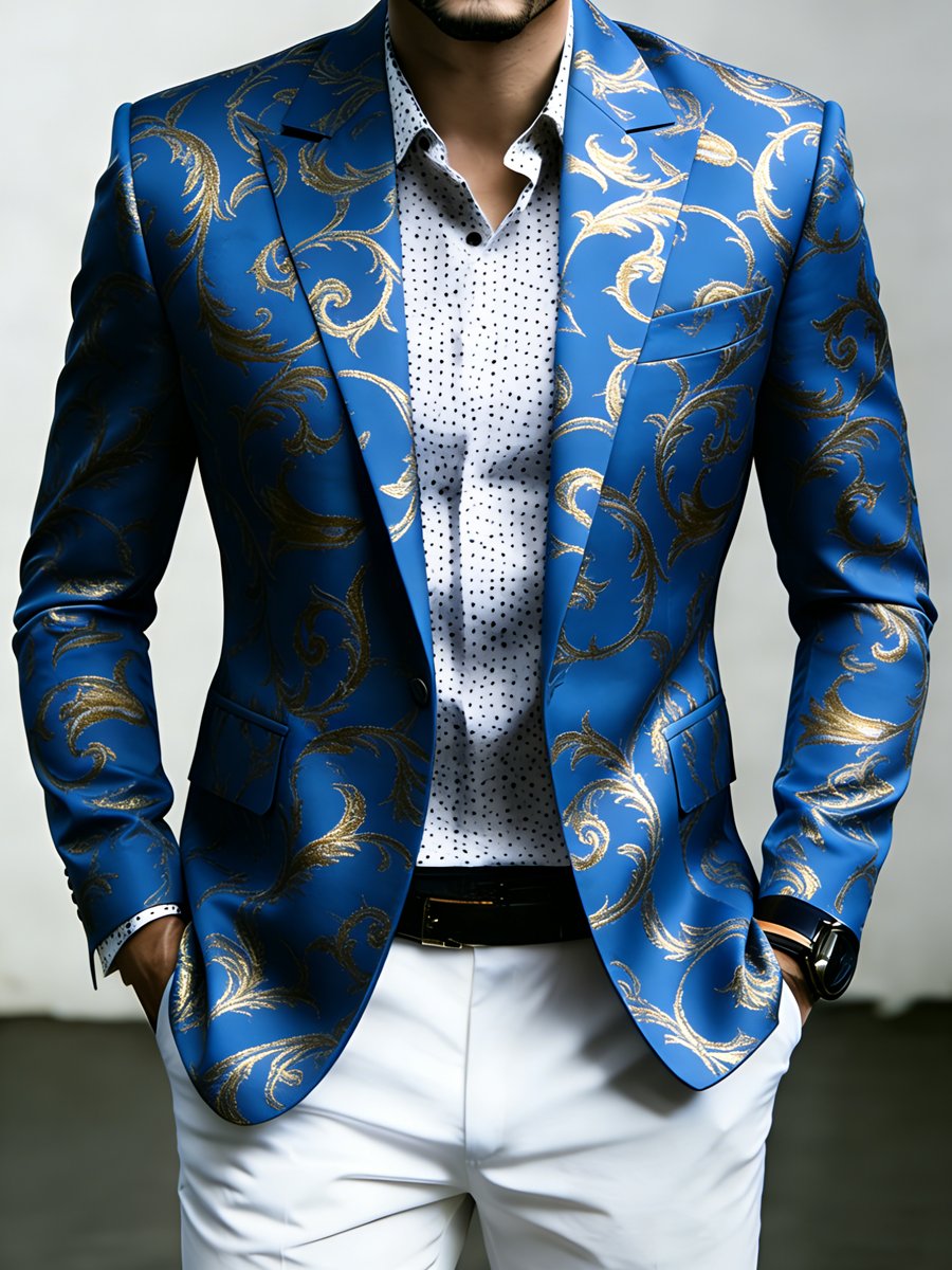 Men's Luxury Business Printed Suit Jacket