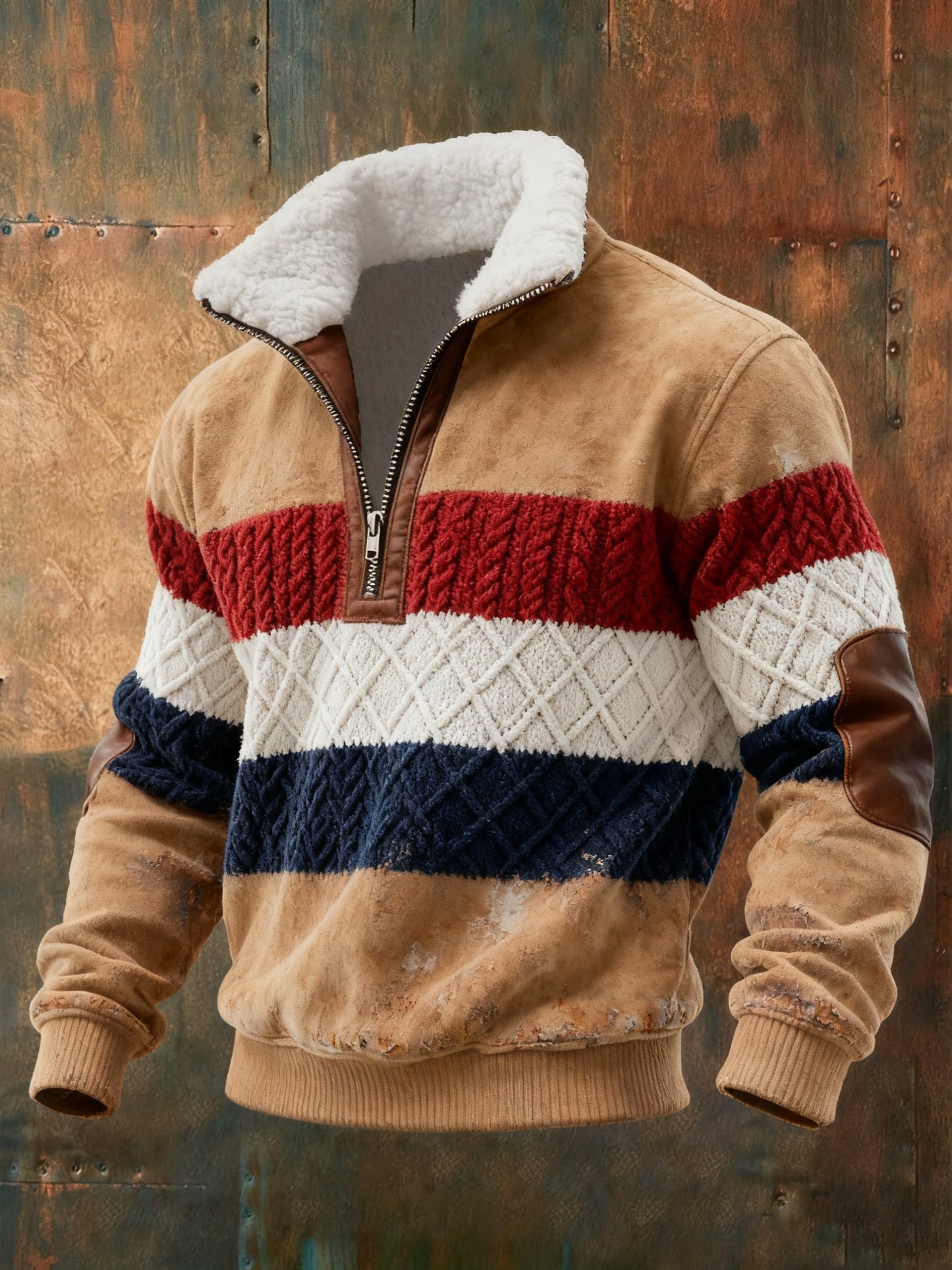 Men's Geometric Print Twist Stitch Diamond Stitch Casual Sweatshirt