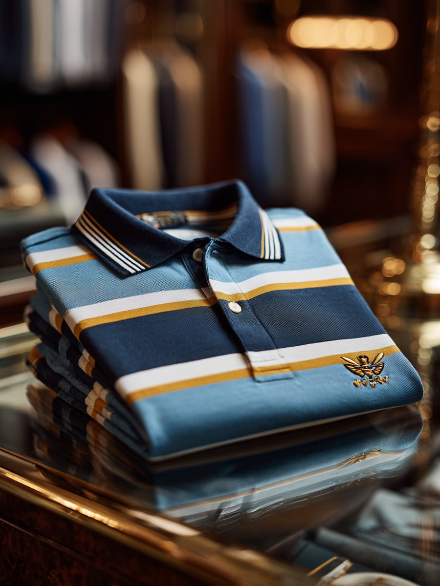 Men's Striped Business Casual Short Sleeve Polo Shirt