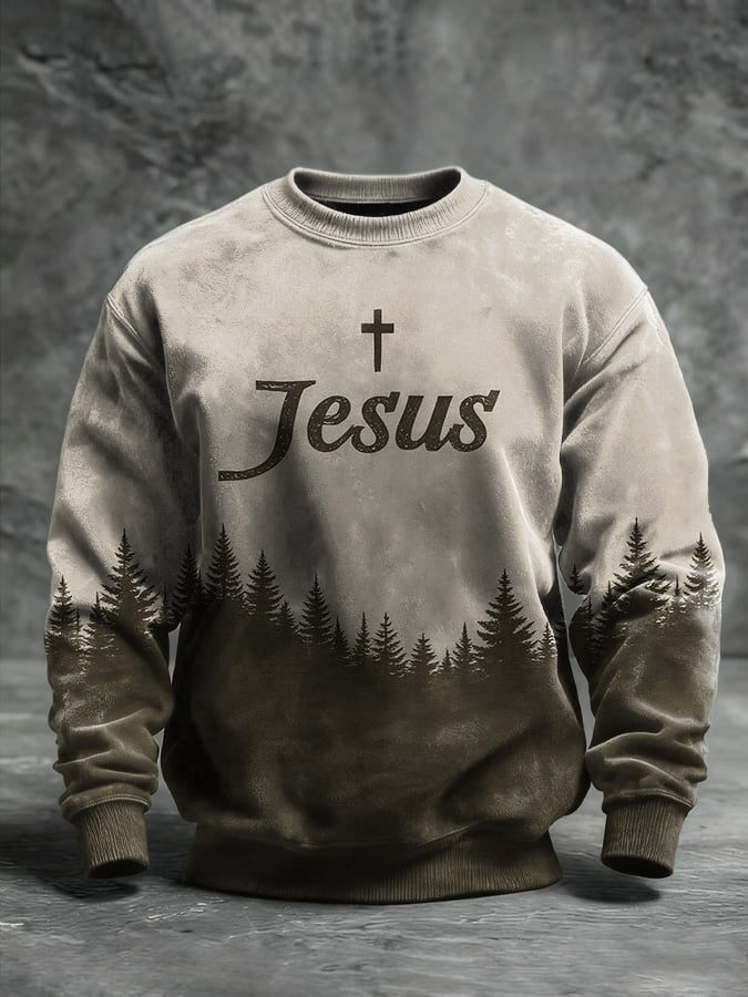 Men'S Vintage-Style Faith Printed Sweatshirt-Fast Shipping