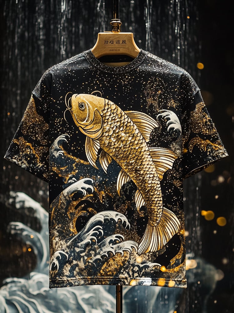 Men's Carp Sequin Business Print Short Sleeve T-Shirt