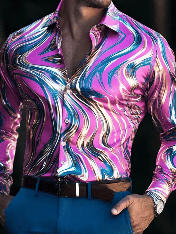 Men's Vintage Print Long Sleeve Shirt