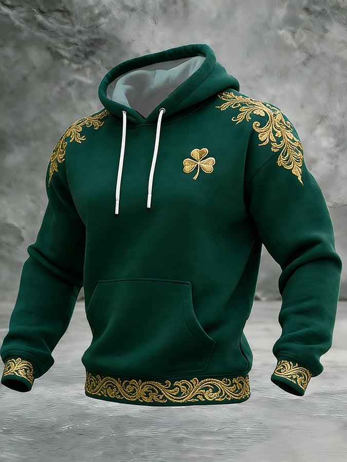 Men's Casual Retro Color-Block Hooded Sweatshirt