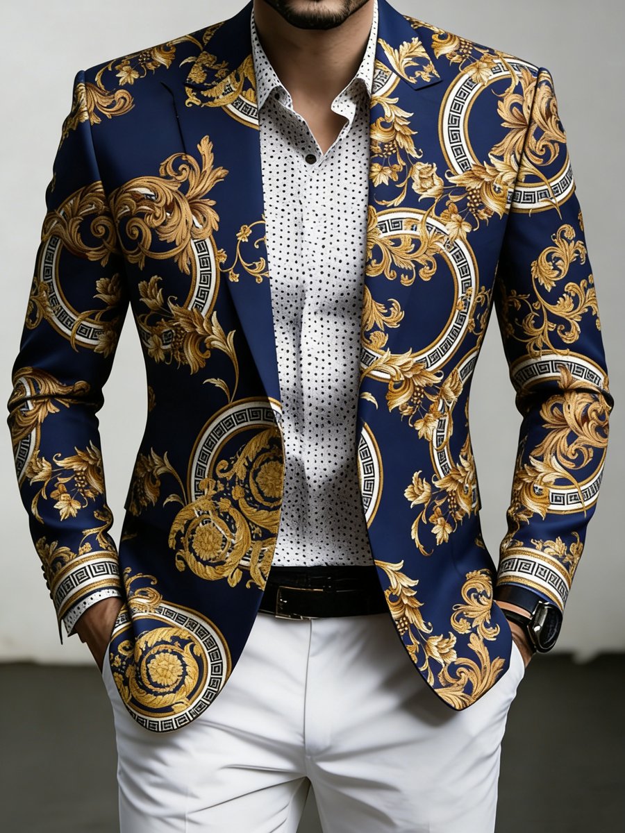 Men's Luxury Business Printed Suit Jacket