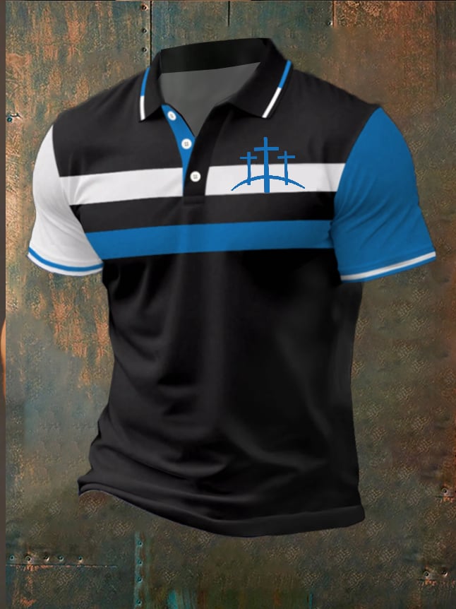 Men's Fashion Casual Faith Contrast Color Polo