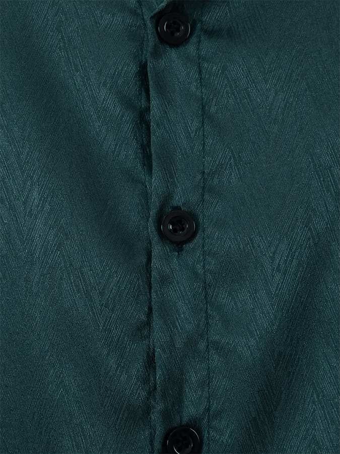 Men's Silk Business Luxury Design Printed Long Sleeve Pocket Shirt