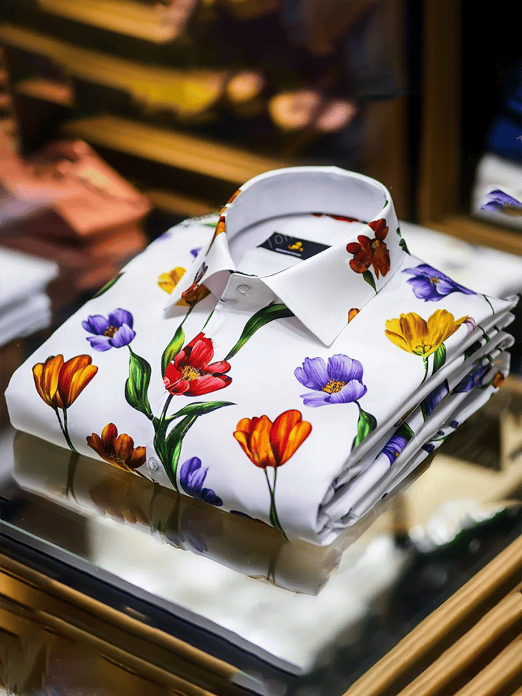 Men's Business Luxury Floral Print Short-sleeved Shirt