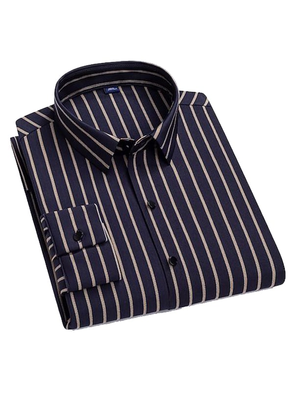Men's Stripe Print Business Long Sleeve Shirt