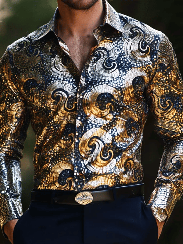 Men's Satin Luxe Long Sleeve Button Down Shirt