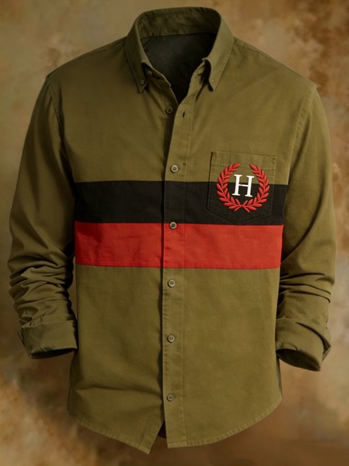 Men's Retro Striped Pattern Print Business Shirt