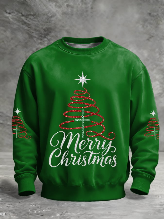 Men's Faith Cross Christmas Printed Pullover Sweatshirt