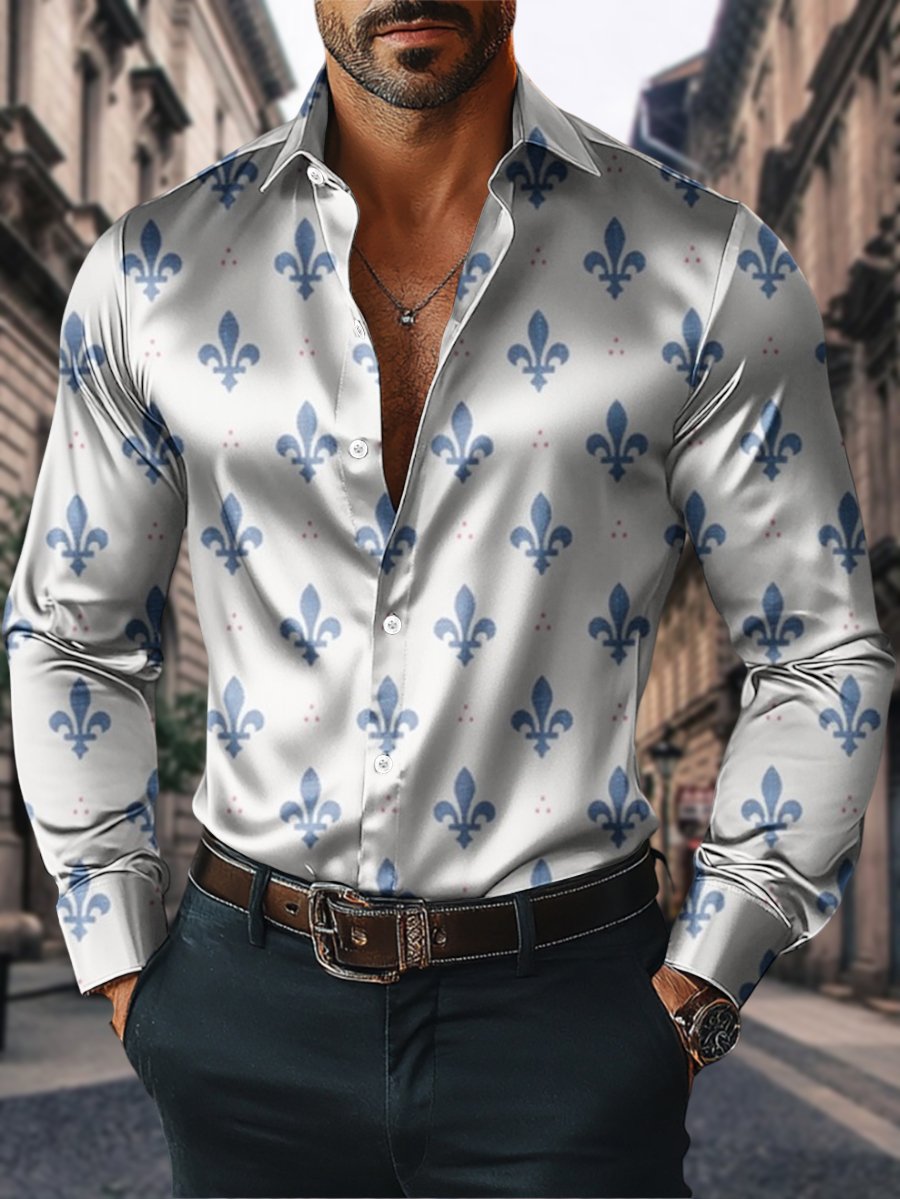 Men's Satin Luxe Long Sleeve Button Down Shirt
