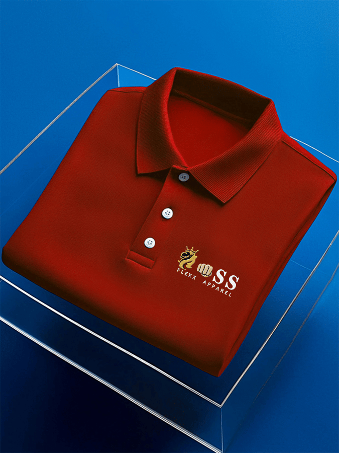 Men's Business Casual Printed Short Sleeve Polo Shirt