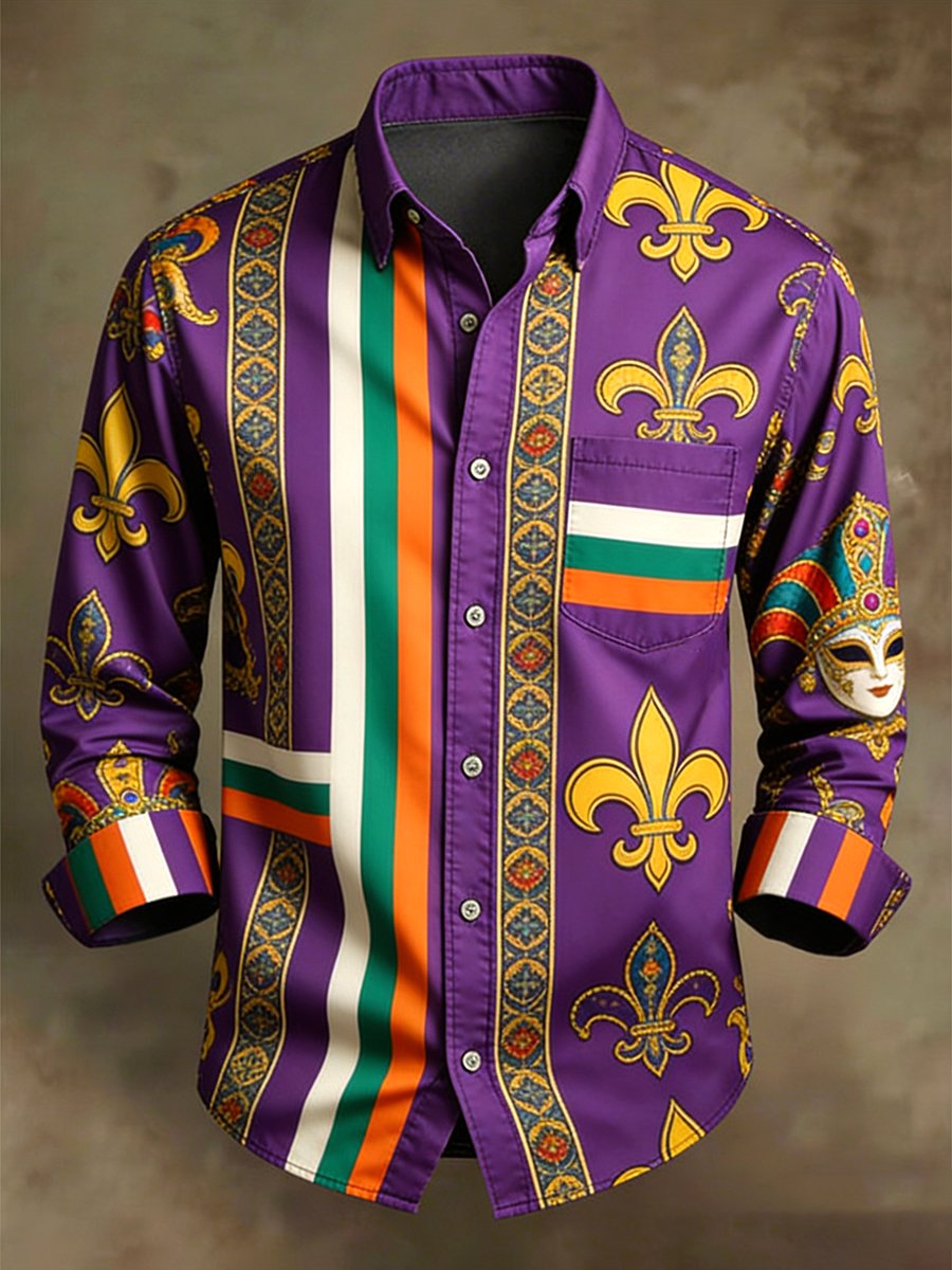 Men's Holiday Carnival Party Art Long-Sleeve Shirt