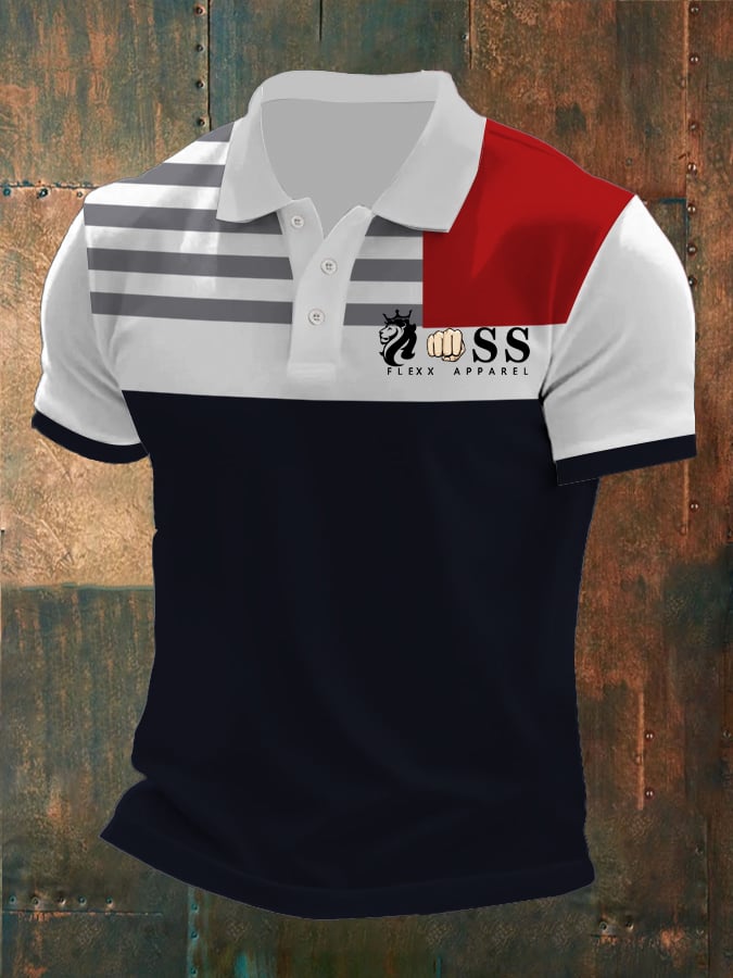 Men's Casual Retro Business Contrast Color Polo