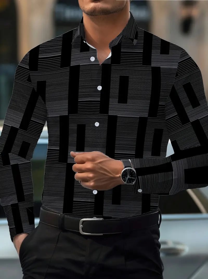 Men's Street Style Business Casual Printed Long Sleeve Shirt