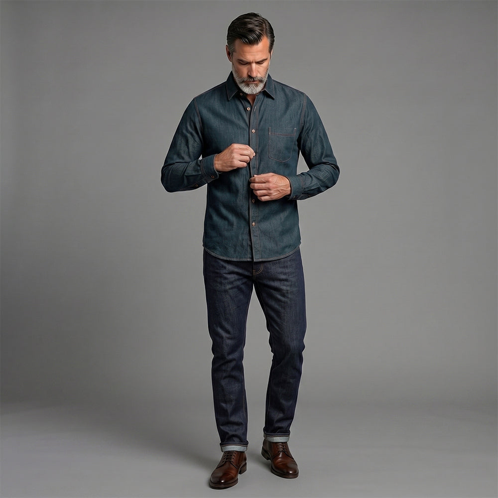 Casual Denim Shirt Jacket For Men