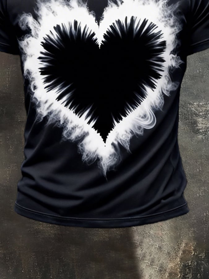 Men's Retro Print Crew Neck Short Sleeve T-Shirt