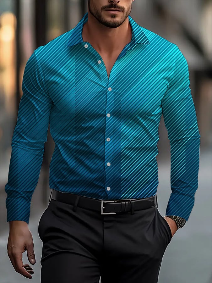 Men's Street Style Business Casual Printed Long Sleeve Shirt