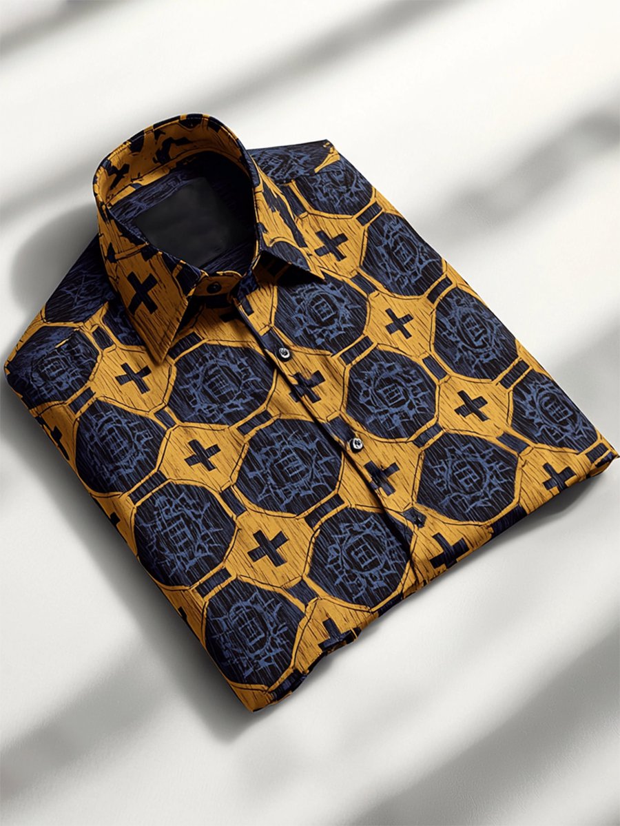 Men's Retro Casual Faith Business Long Sleeve Shirt