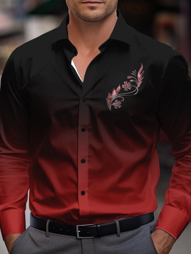 Men's Street Style Business Striped Printed Long Sleeve Shirt