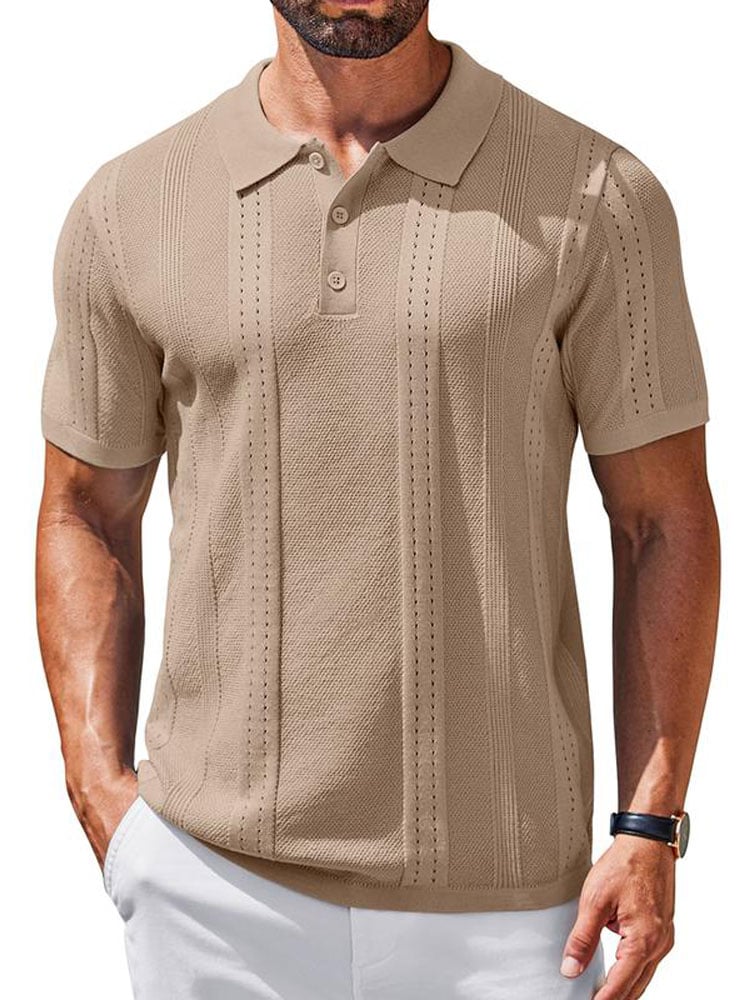 Men's Business Casual Striped Sleeve Polo Shirt
