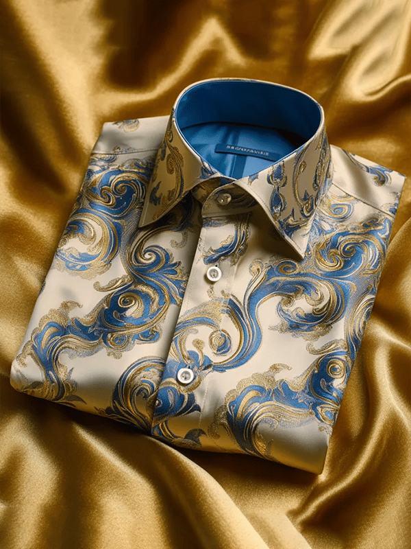 Men's Satin Luxe Print Short Sleeve Button Shirt