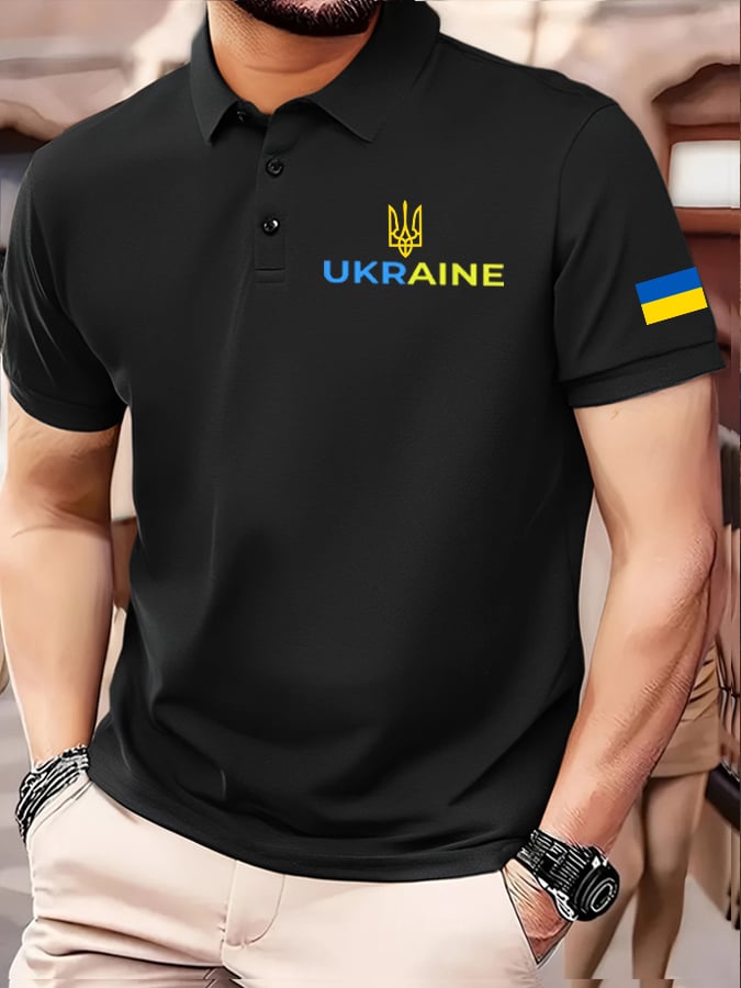 Men's Ukraine Flag Print Polo Shirt