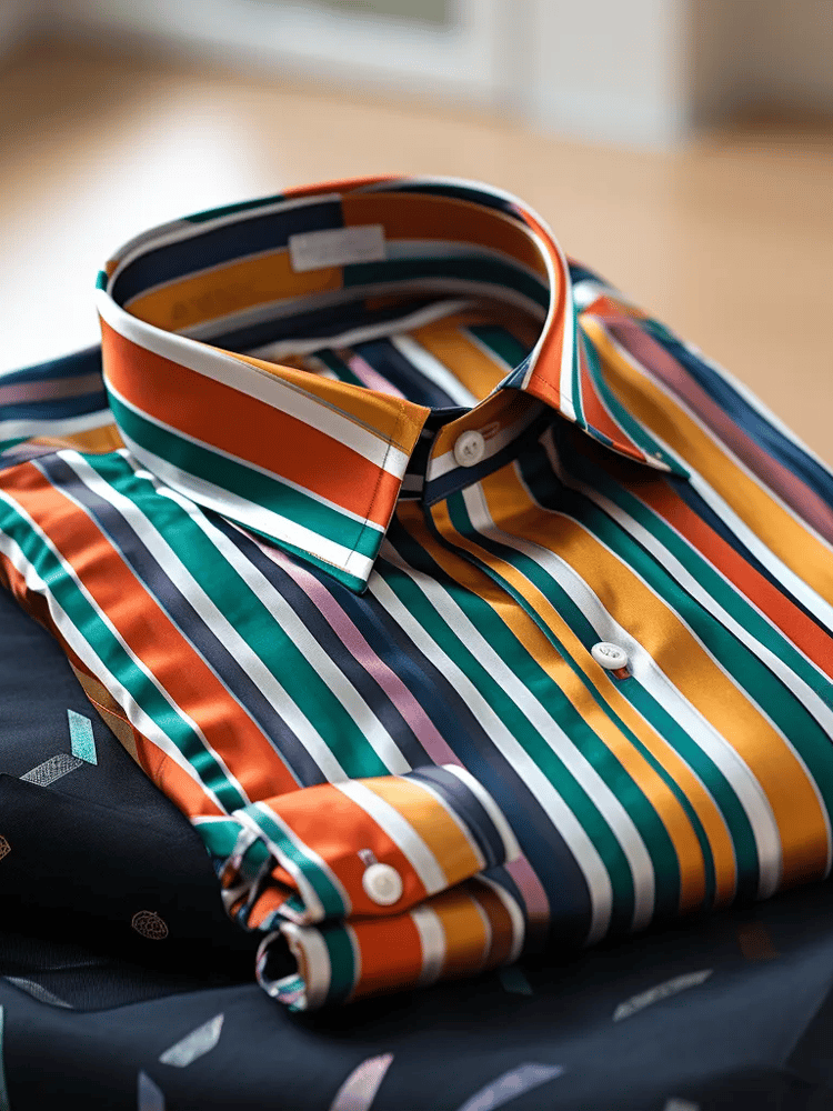 Men's Luxury Romantic Contrast Color Print Long Sleeve Shirt