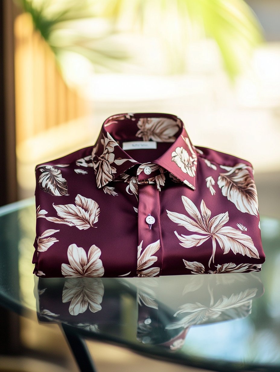 Men's Business Casual Floral Lapel Short Sleeve Shirt