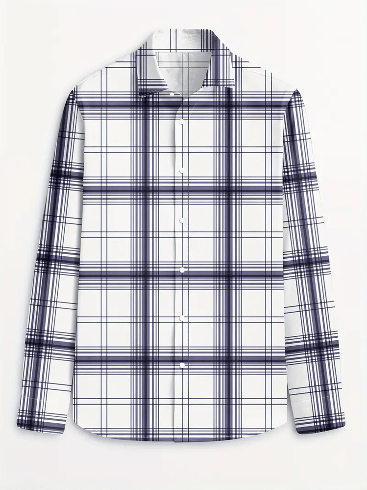 Men's Plaid Business Long Sleeve Shirt