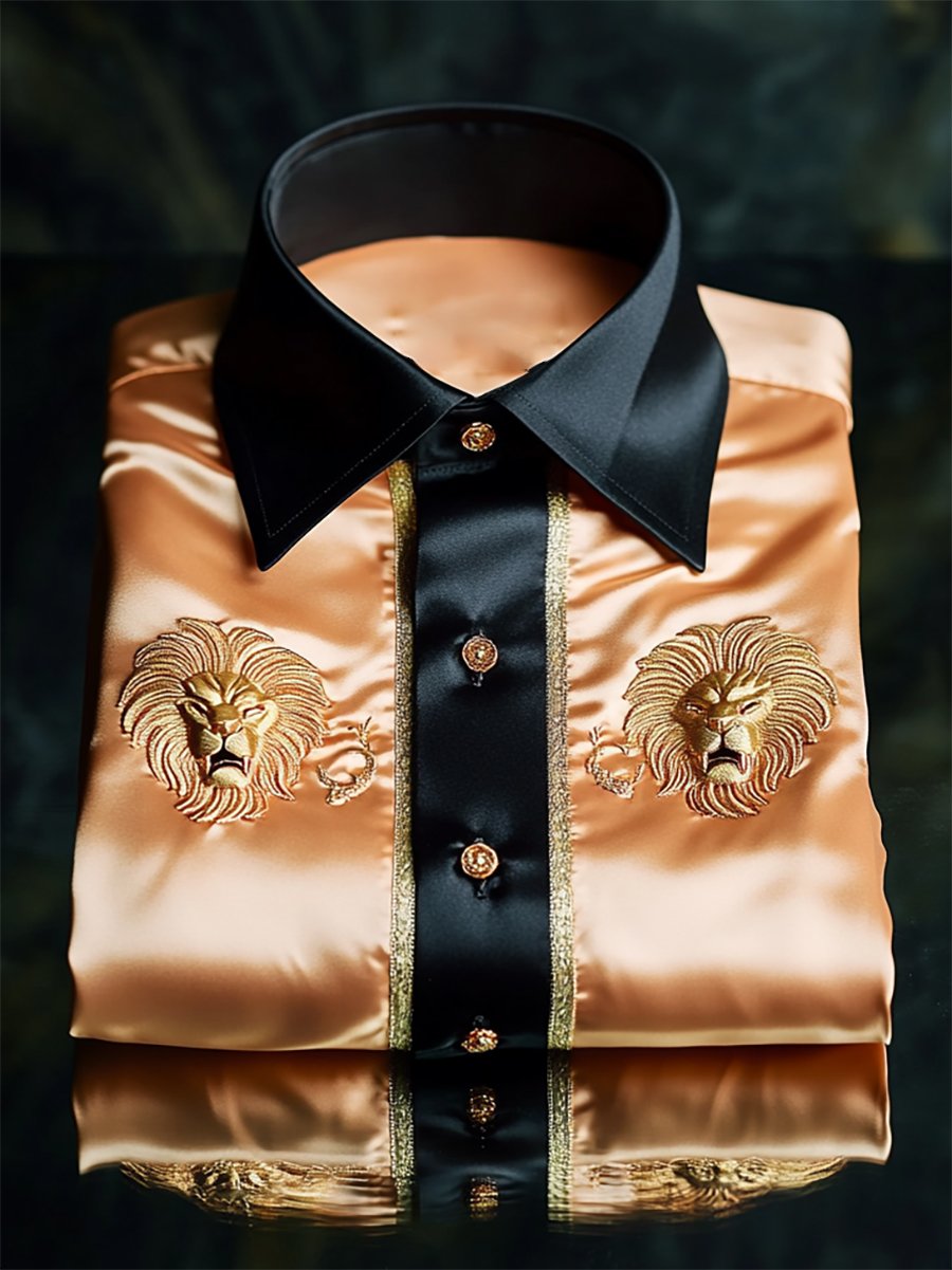 Men's Satin Luxe Long Sleeve Button Down Shirt