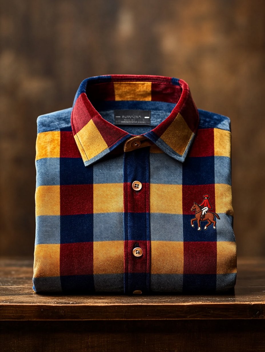 Men's Velvet Logo Casual Long Sleeve Shirt