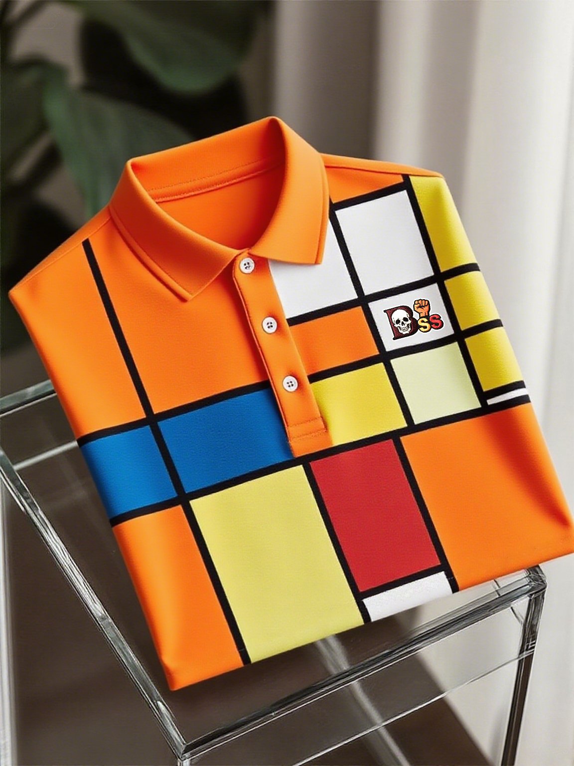 Men's Business Casual Artistic Button Short Sleeve Polo Shirt