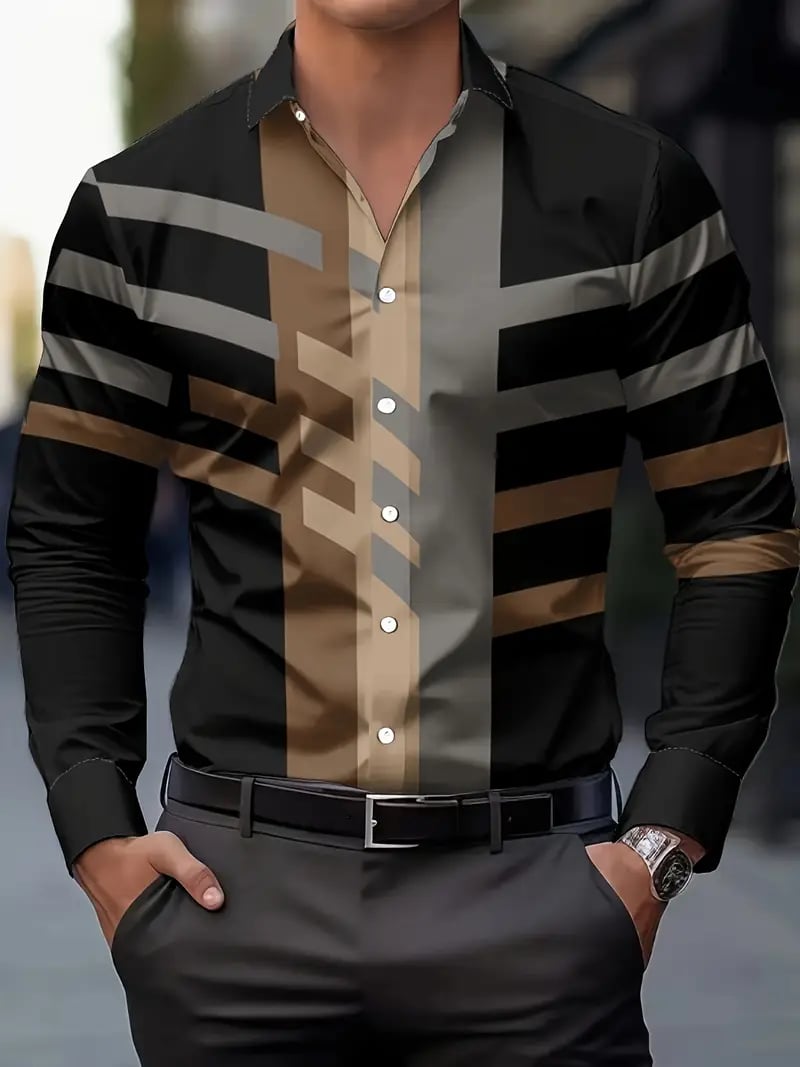 Men's Street Style Business Casual Printed Long Sleeve Shirt