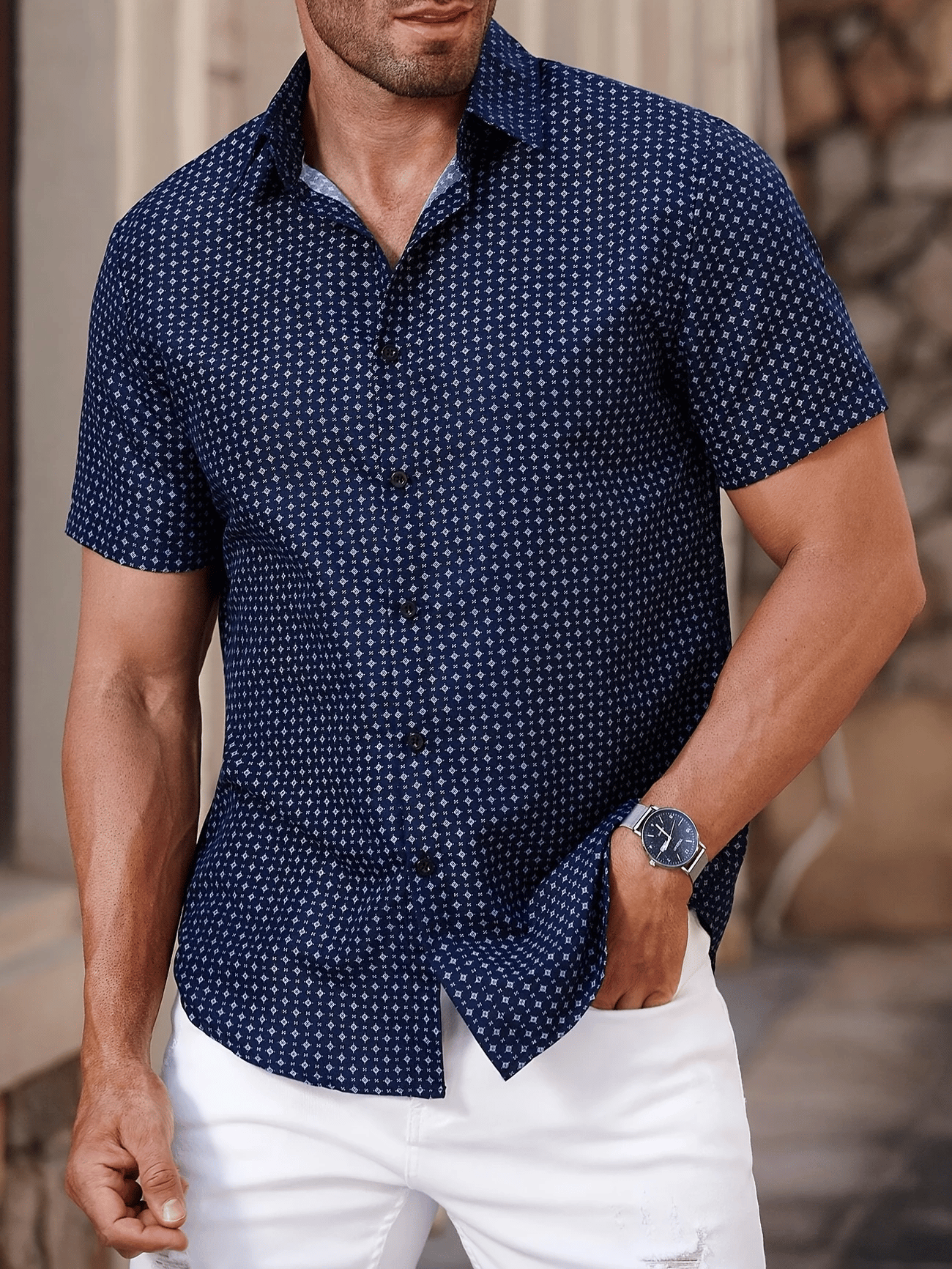 Men's Business Casual Button Short-sleeved Shirt