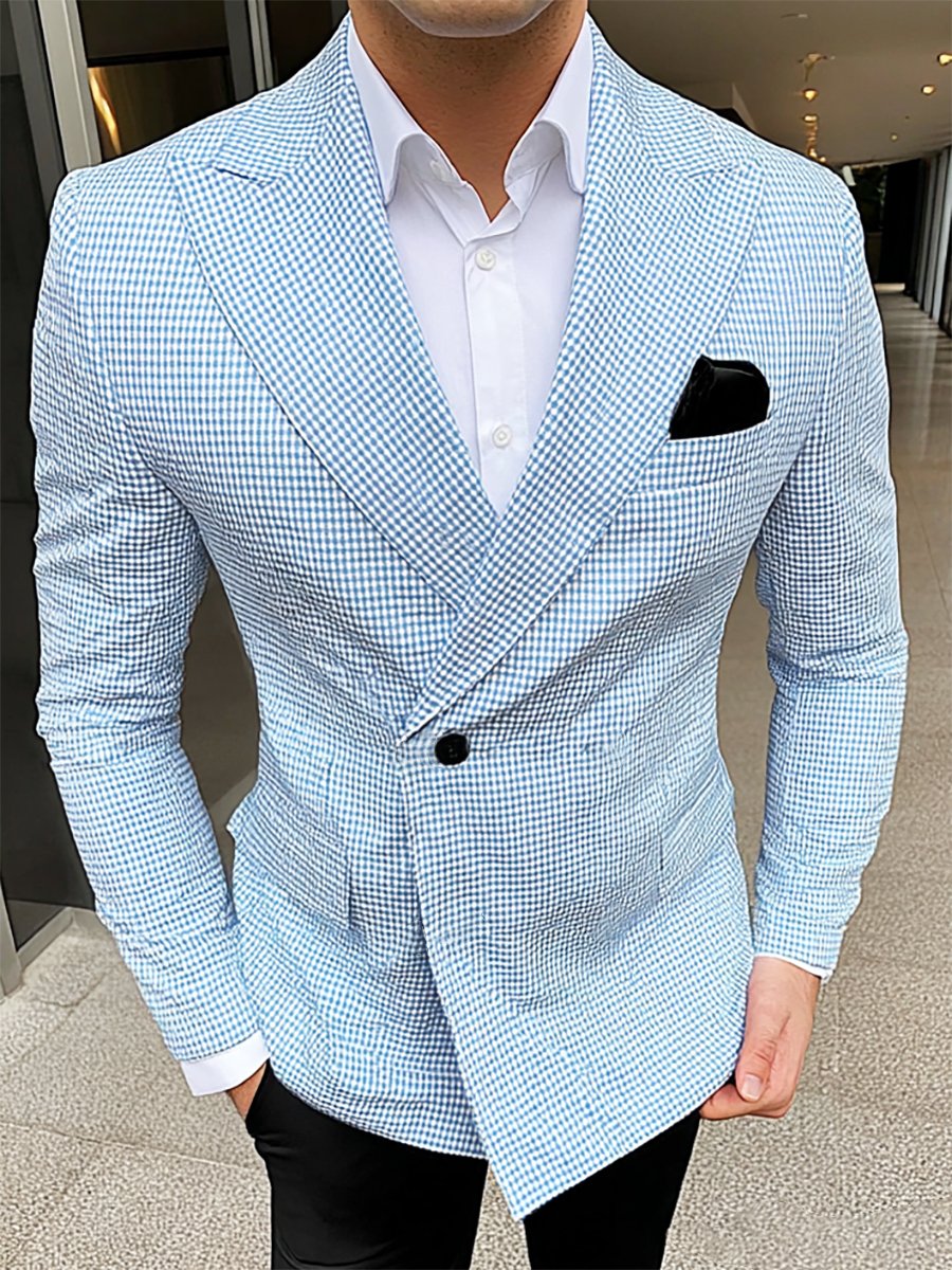 Men's Business Casual Plaid Suit