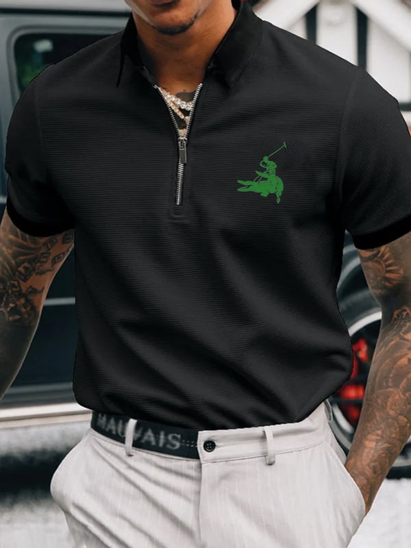 Casual Men'S Zipper Polo
