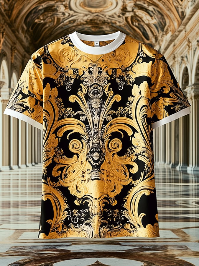 Men's Business Baroque Print Short Sleeve T-Shirt