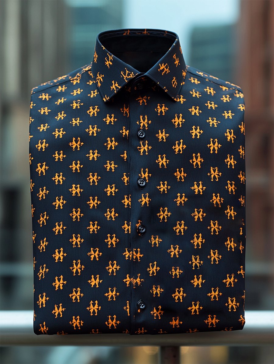 Men's Retro Casual Faith Business Long Sleeve Shirt