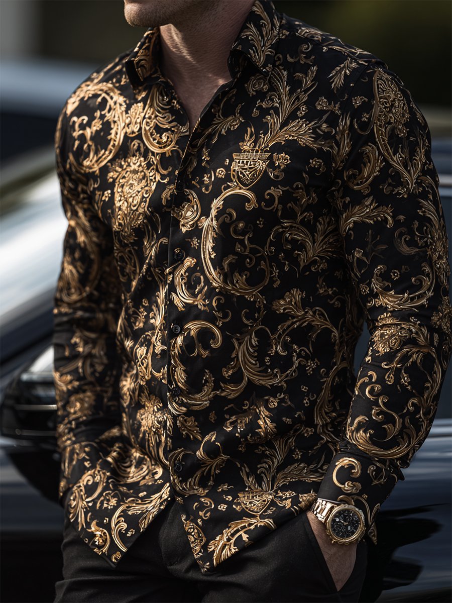 Men's Business Casual Baroque Long Sleeve Shirt