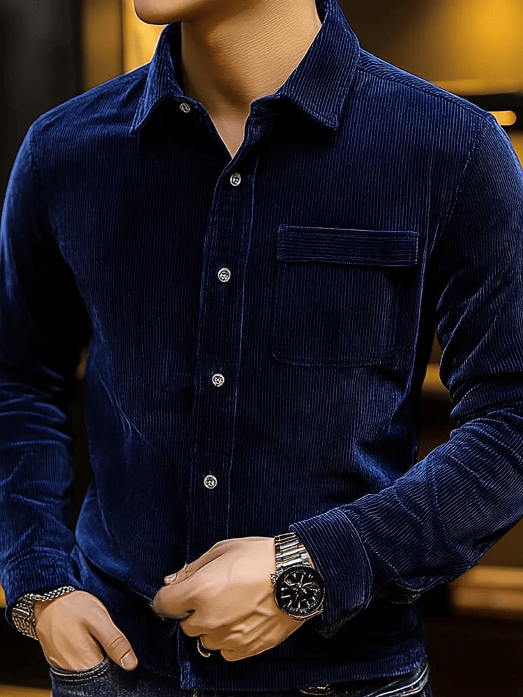 Men's Vintage Business Flannel Long Sleeve Shirt