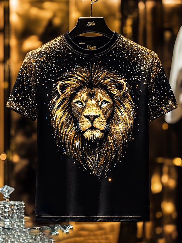 Men's Business Animal Sequin Print Short Sleeve T-Shirt