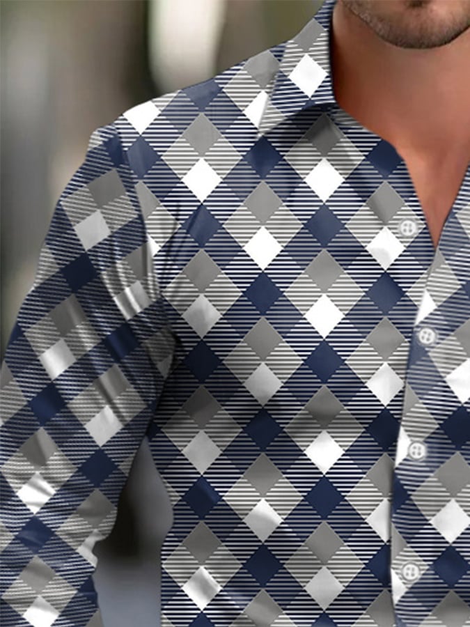 Men's Business Style Geometric Print Shirt