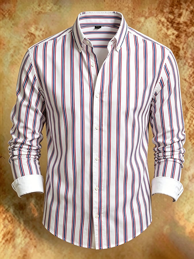 Men's Retro Abstract Art Print Comfortable Business Style Shirt