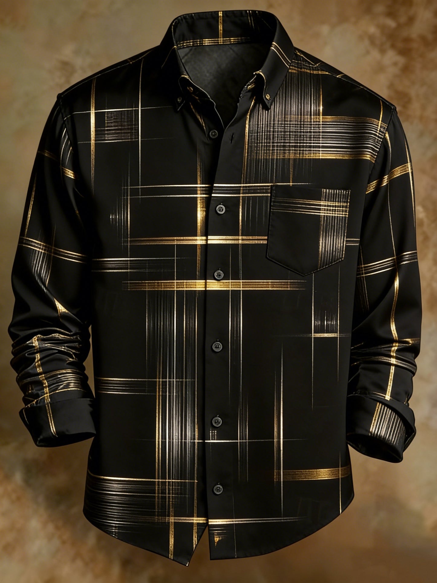 Men's Retro Abstract Art Print Pattern Business Style Shirt