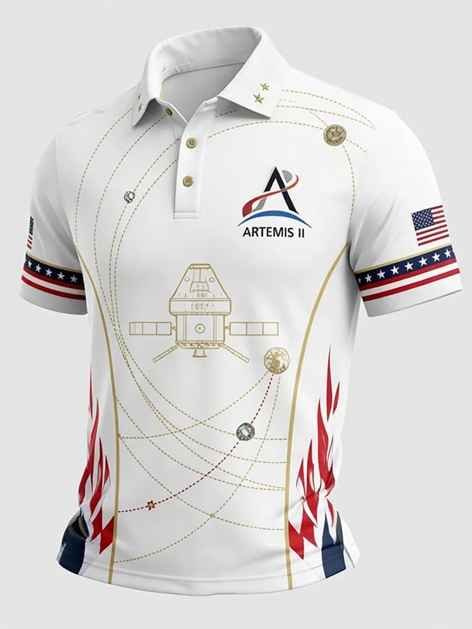 Men's Back to the Moon 2026 Print Polo Shirt